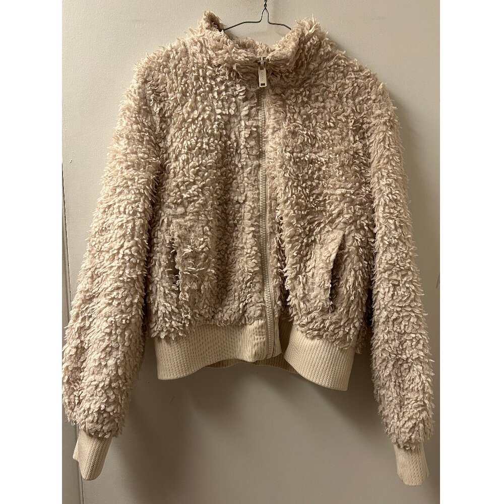 Guess Beige Faux Fur Zipper Jacket